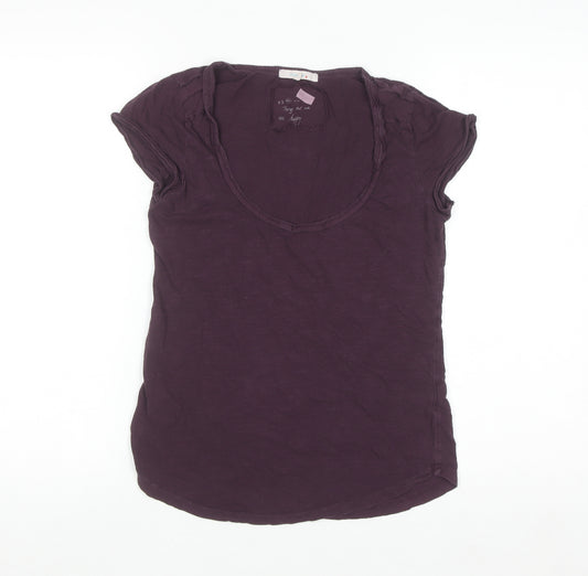 White Stuff Womens Purple Scoop Neck Cotton T-Shirt Size 8