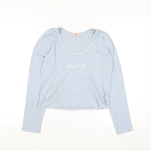 Boux Avenue Women Blue Long Sleeve Scoop Neck Pyjama Top Size 12