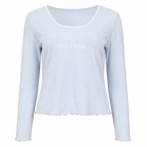 Boux Avenue Women Blue Long Sleeve Scoop Neck Pyjama Top Size 12