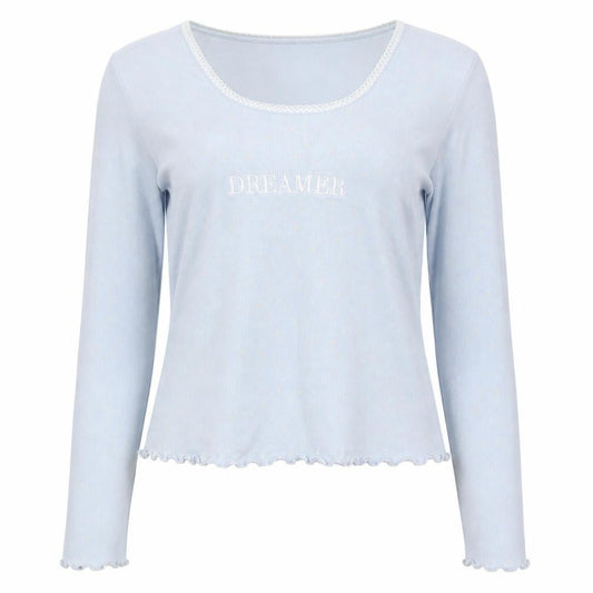 Boux Avenue Women Blue Long Sleeve Scoop Neck Pyjama Top Size 12