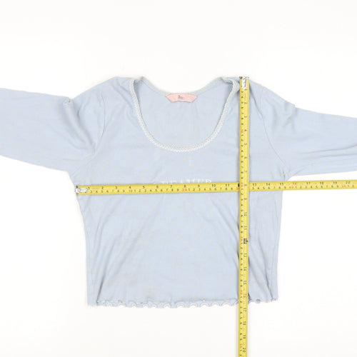 Boux Avenue Women Blue Long Sleeve Scoop Neck Pyjama Top Size 12