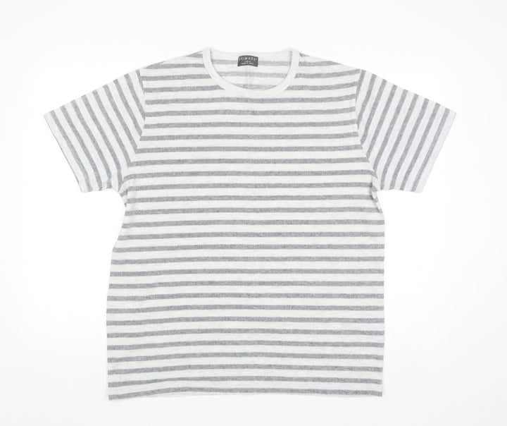Primark Men’s Grey Striped Crew Neck Short Sleeve T-Shirt Size L
