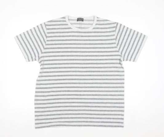 Primark Men’s Grey Striped Crew Neck Short Sleeve T-Shirt Size L