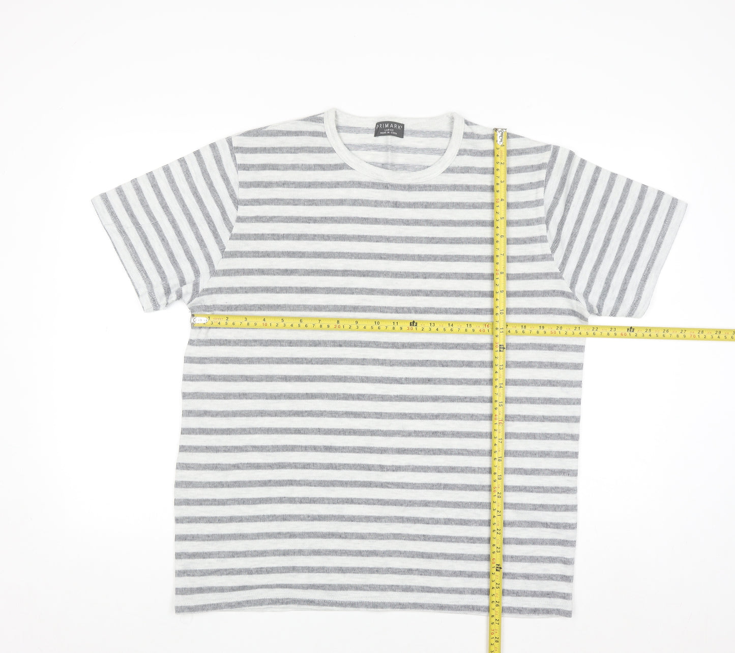 Primark Men’s Grey Striped Crew Neck Short Sleeve T-Shirt Size L