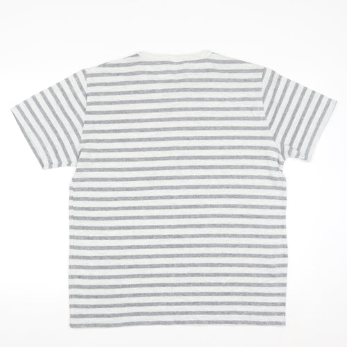 Primark Men’s Grey Striped Crew Neck Short Sleeve T-Shirt Size L