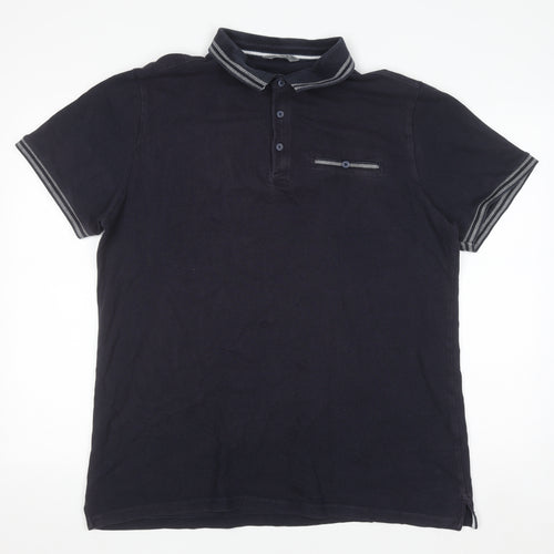 Nutmeg Men Black XL Cotton Button-Down Polo Shirt