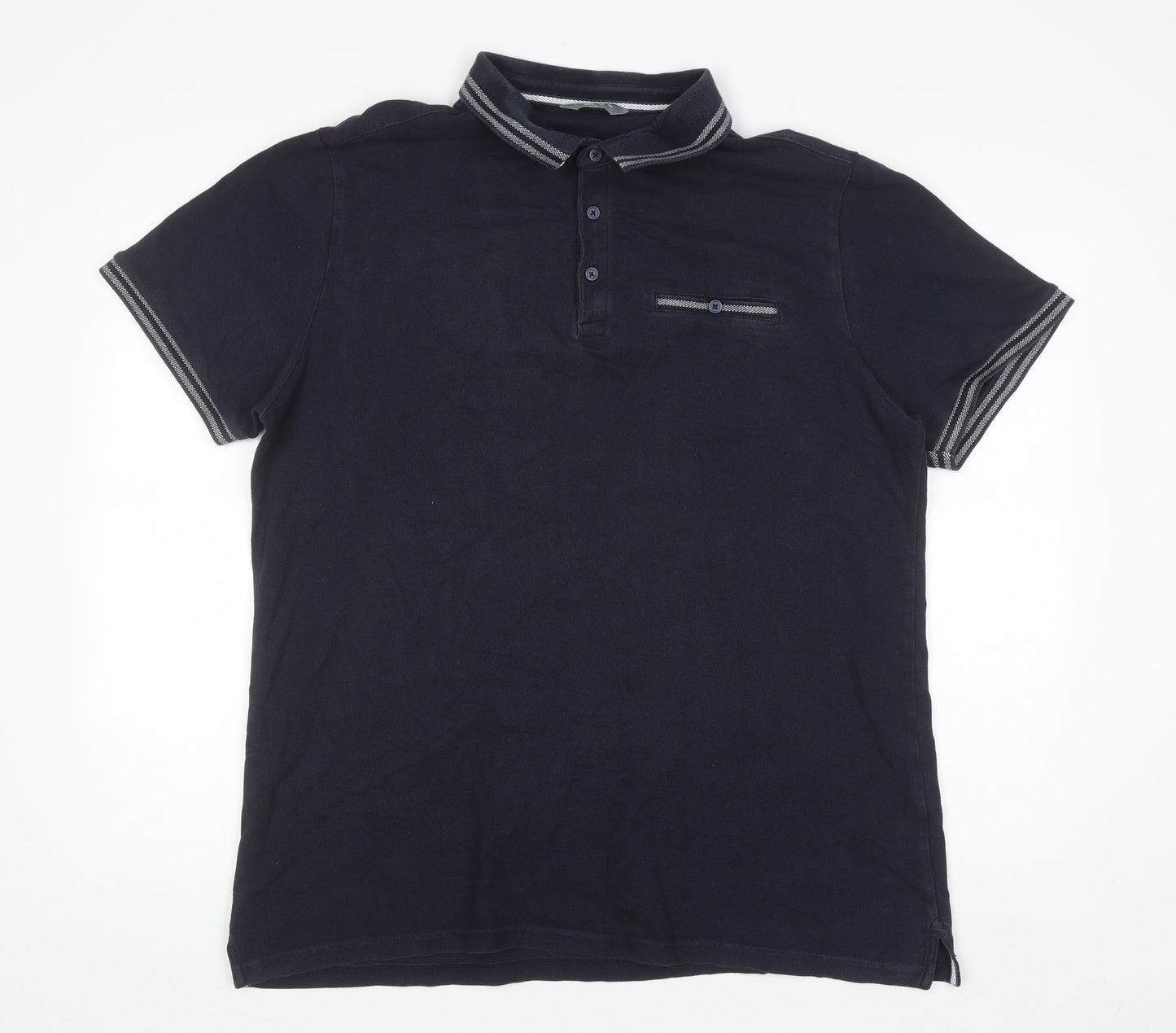 Nutmeg Men Black XL Cotton Button-Down Polo Shirt
