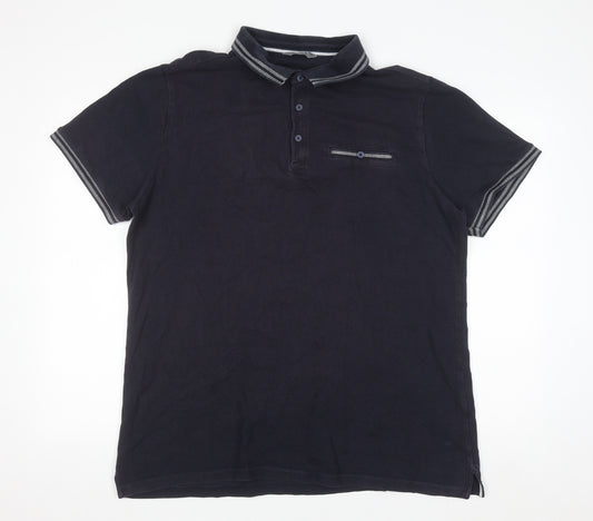 Nutmeg Men Black XL Cotton Button-Down Polo Shirt