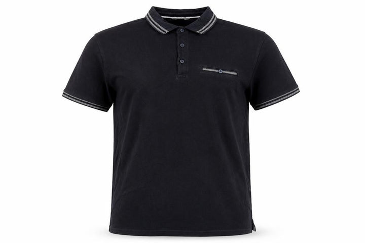 Nutmeg Men Black XL Cotton Button-Down Polo Shirt