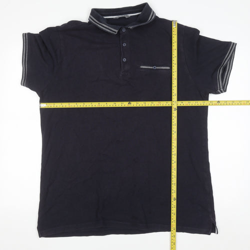 Nutmeg Men Black XL Cotton Button-Down Polo Shirt