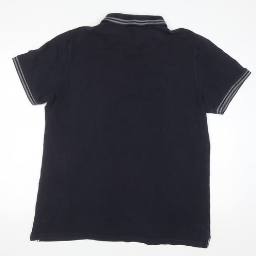Nutmeg Men Black XL Cotton Button-Down Polo Shirt