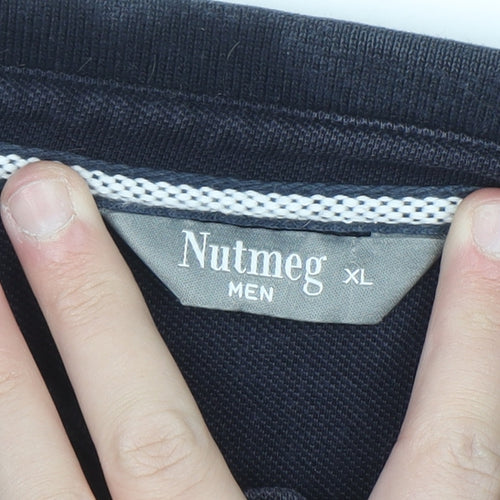 Nutmeg Men Black XL Cotton Button-Down Polo Shirt