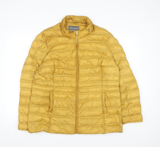 Laura Ashley Women Mustard Puffer Jacket UK 18 Down Filled Lightweight