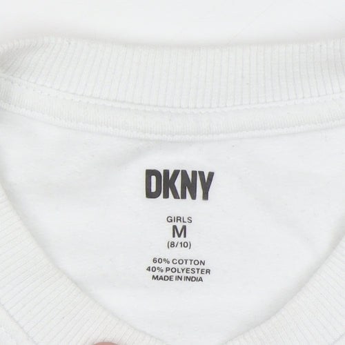 DKNY Girls White Graphic Manhattan Sweatshirt M 8-10 Years Cotton Blend