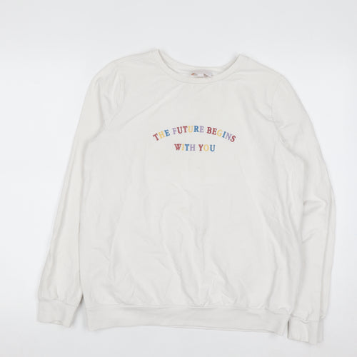Next Maternity Women's White Small Crew Neck Pullover Sweatshirt