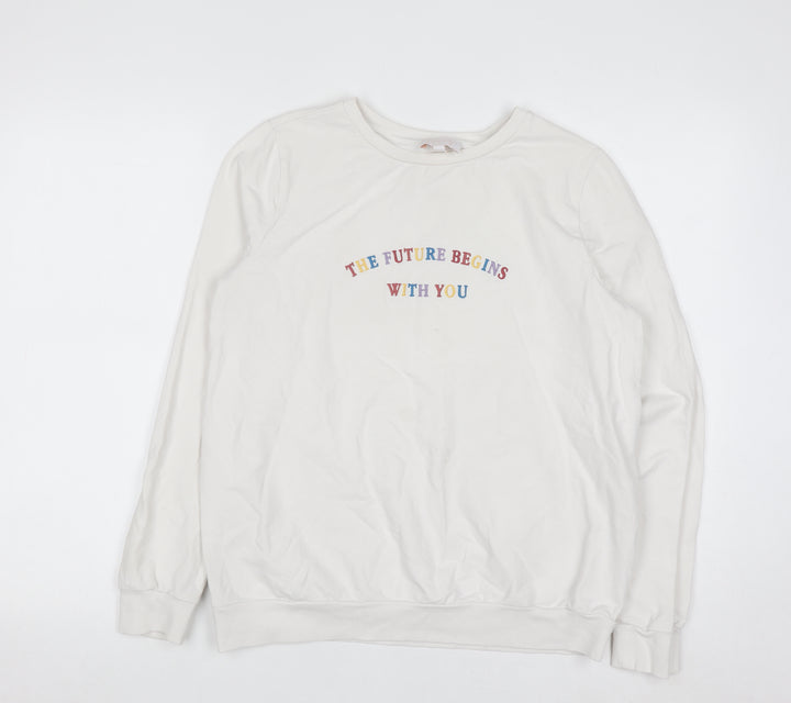 Next Maternity Women's White Small Crew Neck Pullover Sweatshirt