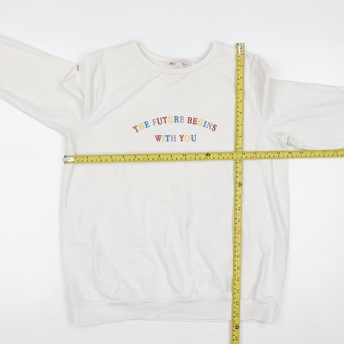 Next Maternity Women's White Small Crew Neck Pullover Sweatshirt