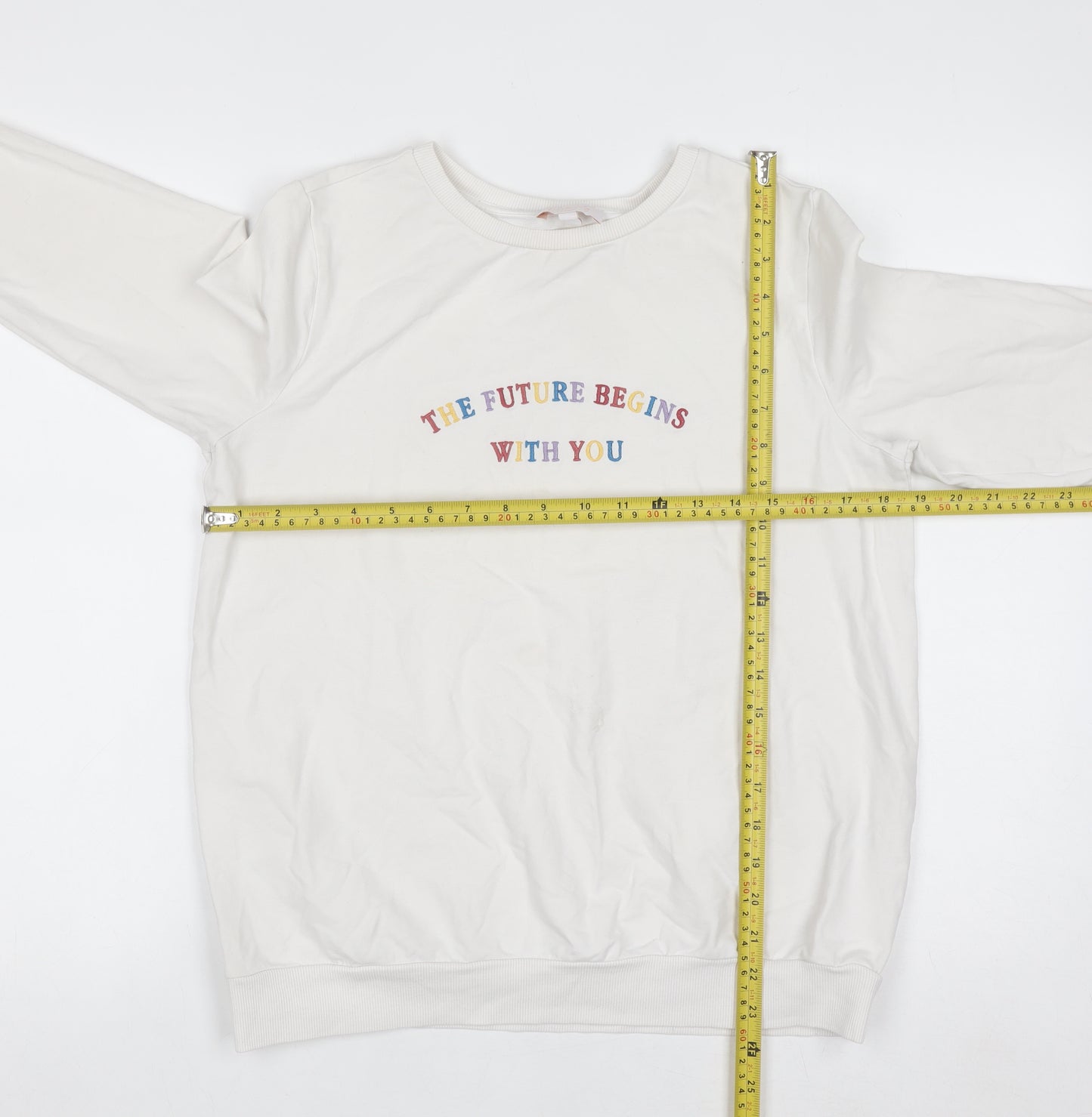 Next Maternity Women's White Small Crew Neck Pullover Sweatshirt