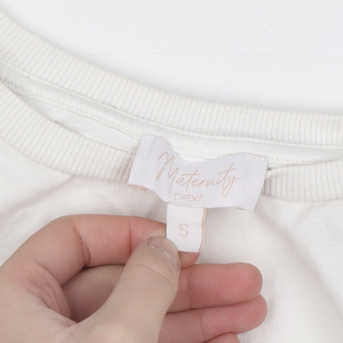 Next Maternity Women's White Small Crew Neck Pullover Sweatshirt