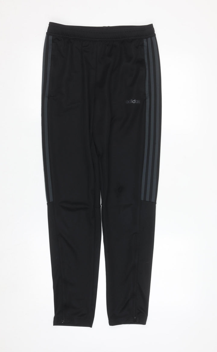 adidas Boys Black 13-14 Years Tapered Track Pants 100% Recycled Polyester