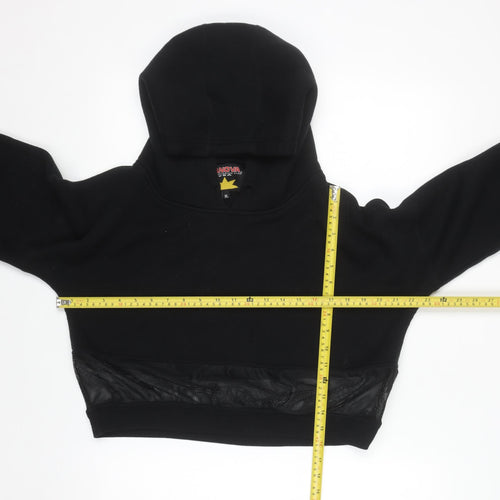 Lanova USA Womens Black Cropped Pullover Hoodie XL Mesh Detail