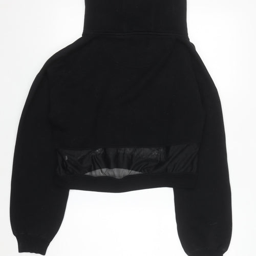 Lanova USA Womens Black Cropped Pullover Hoodie XL Mesh Detail