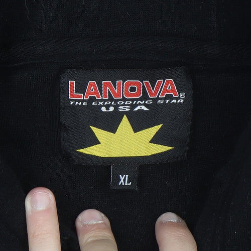 Lanova USA Womens Black Cropped Pullover Hoodie XL Mesh Detail