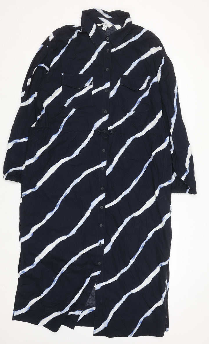 Marks and Spencer Women Blue Tie Dye Shirt Dress Size 14