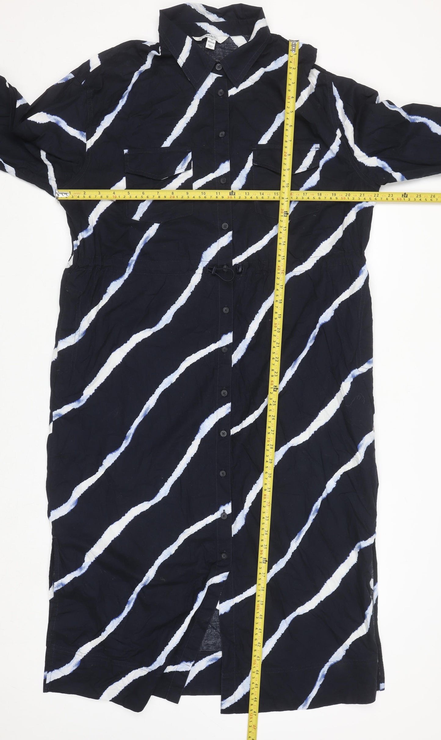 Marks and Spencer Women Blue Tie Dye Shirt Dress Size 14