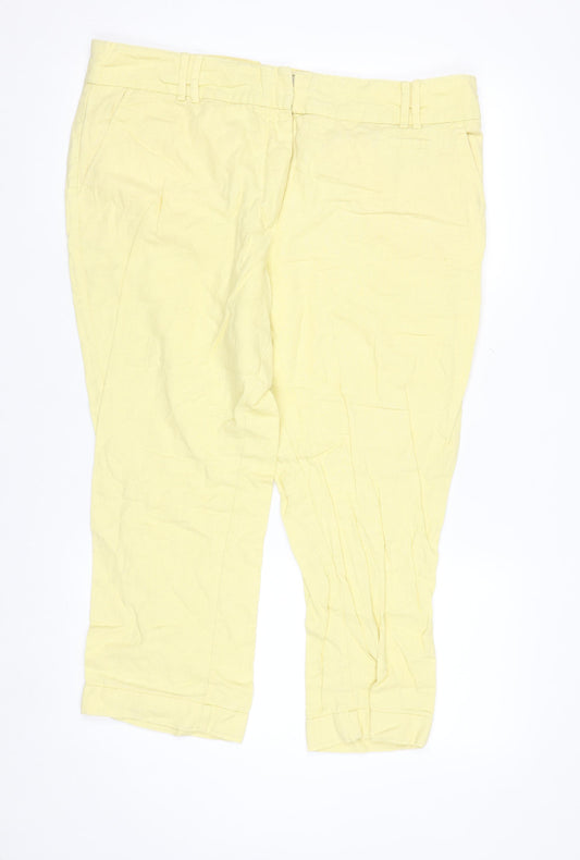 Next Women Yellow Linen Cotton Chino Trousers Size 18 Regular