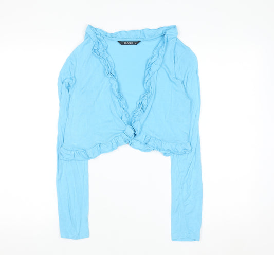 Dunnes Women Blue Long Sleeve Ruffle Cardigan Size 14