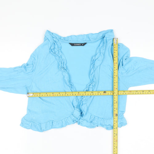 Dunnes Women Blue Long Sleeve Ruffle Cardigan Size 14