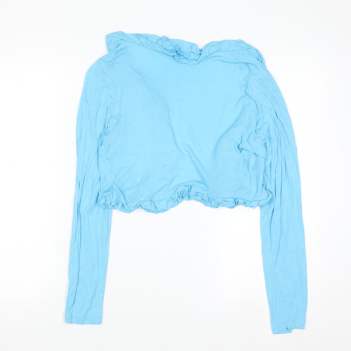 Dunnes Women Blue Long Sleeve Ruffle Cardigan Size 14
