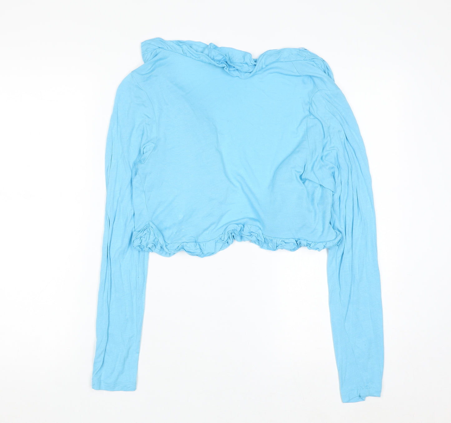 Dunnes Women Blue Long Sleeve Ruffle Cardigan Size 14