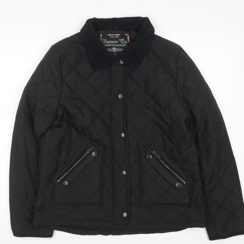 Denim Co Women’s Black Quilted Short Jacket Size 12 Classic Style