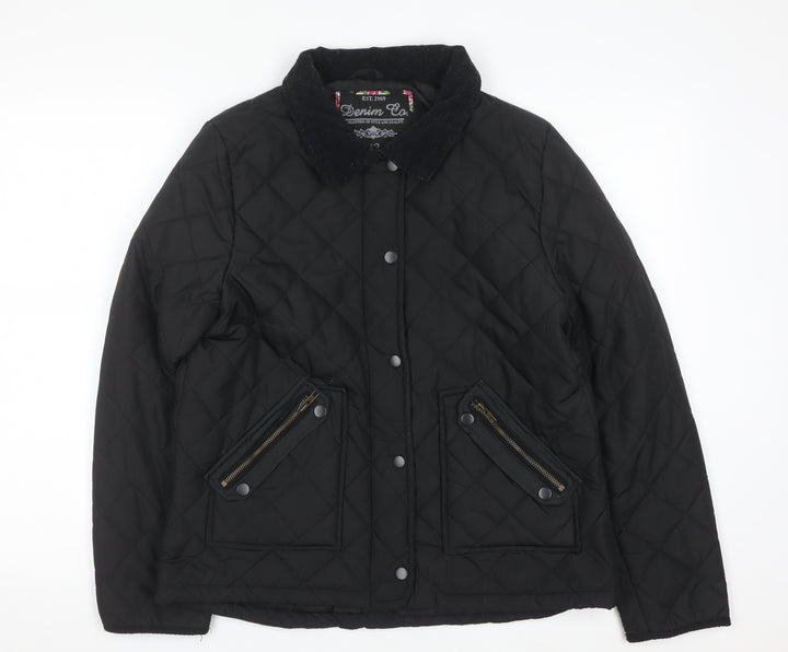 Denim Co Women’s Black Quilted Short Jacket Size 12 Classic Style