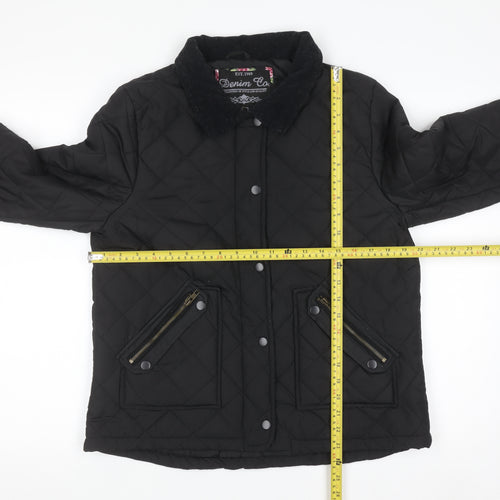 Denim Co Women’s Black Quilted Short Jacket Size 12 Classic Style