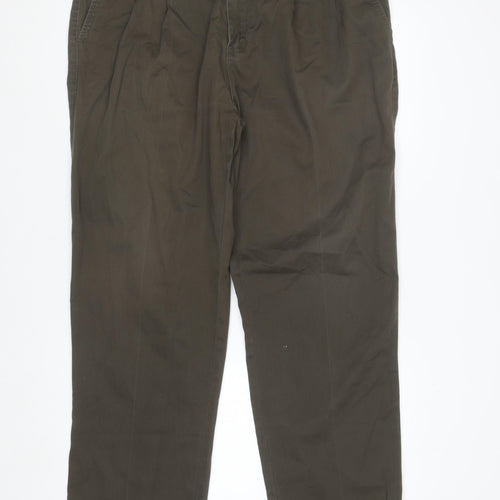 Chaps Men's Brown Pleated Chino Trousers Size 38 Regular