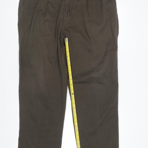 Chaps Men's Brown Pleated Chino Trousers Size 38 Regular