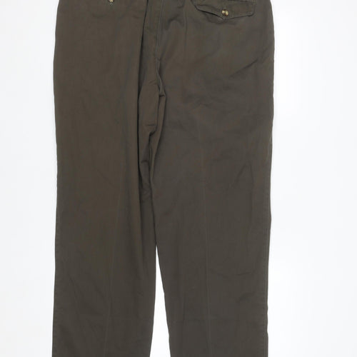 Chaps Men's Brown Pleated Chino Trousers Size 38 Regular