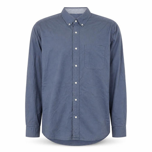 Front view of Next Men Blue Cotton Long Sleeve Button-Down Shirt M