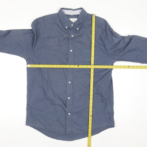 Next Men Blue Cotton Long Sleeve Button-Down Shirt M