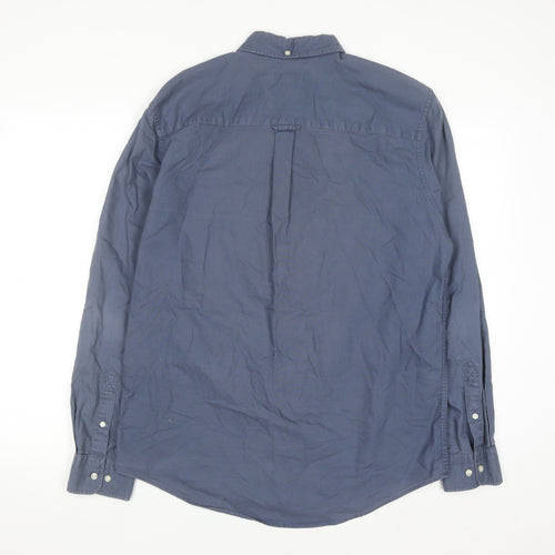 Next Men Blue Cotton Long Sleeve Button-Down Shirt M