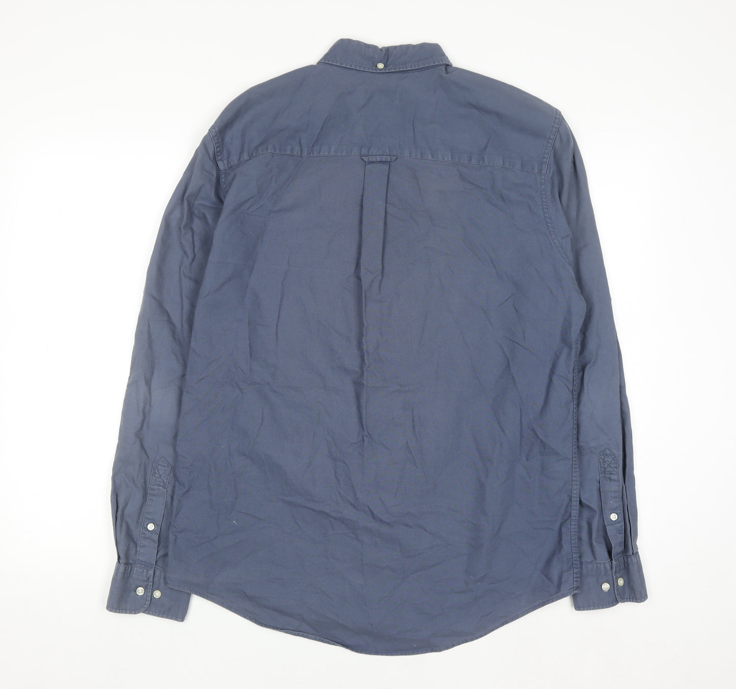 Next Men Blue Cotton Long Sleeve Button-Down Shirt M