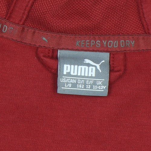 Puma Boys Red Full Zip Hoodie 11-12 Years Cotton Blend Sportswear