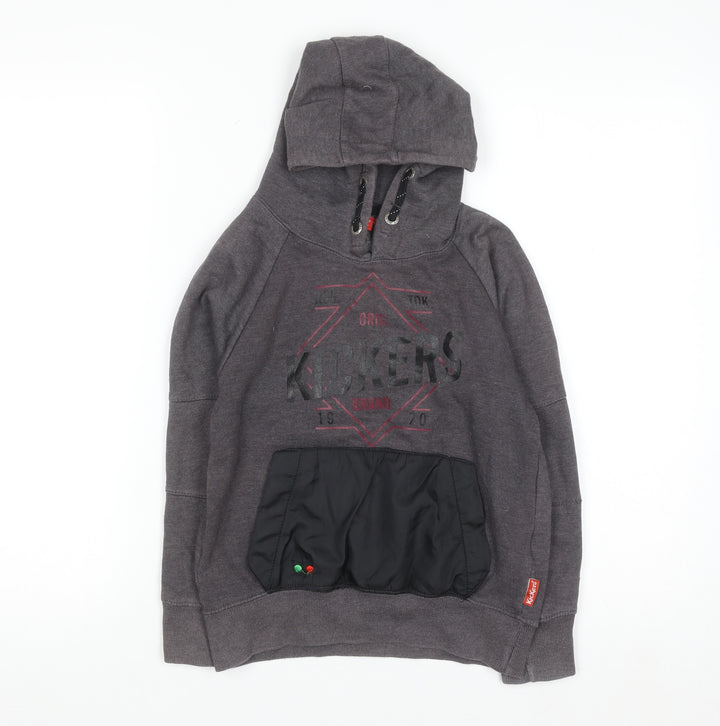 Kickers Boys Grey Pullover Hoodie 9-10 Years Cotton Blend Warm Casual