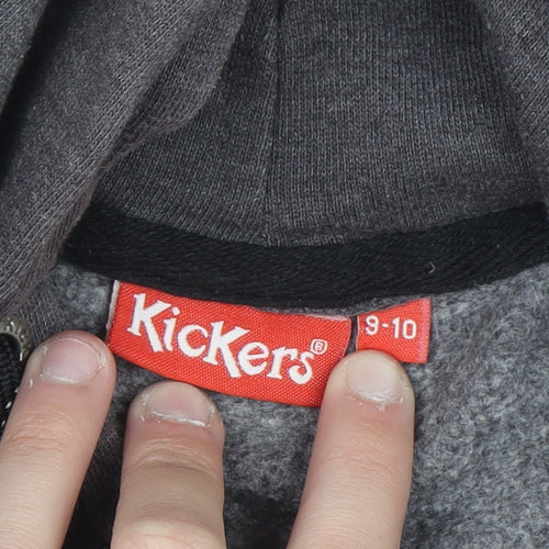 Kickers Boys Grey Pullover Hoodie 9-10 Years Cotton Blend Warm Casual