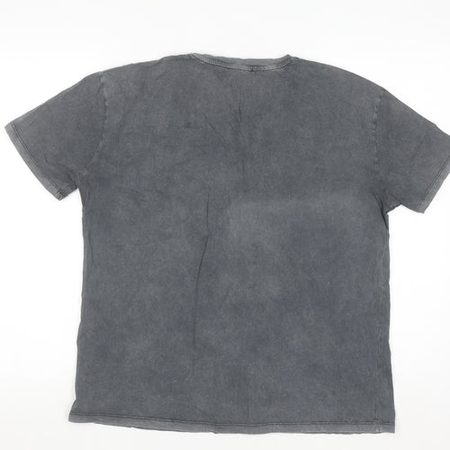 Stradivarius Womens Grey Rhinestone T-Shirt Size 14 Regular Fit
