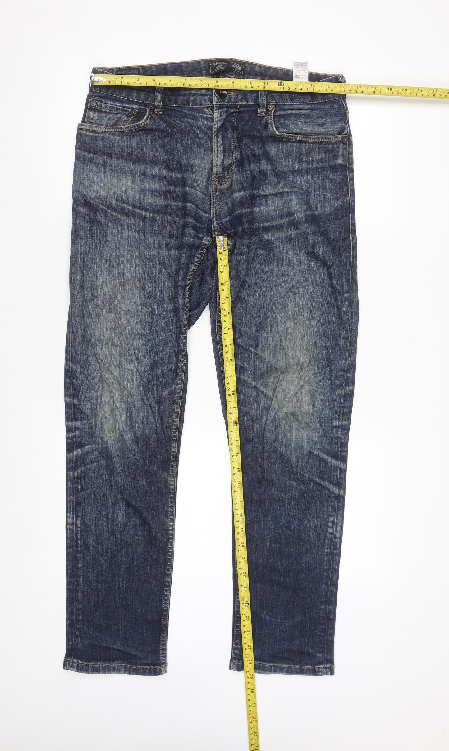 Paul Costelloe Men's Blue Straight Leg Denim Jeans W32 L32