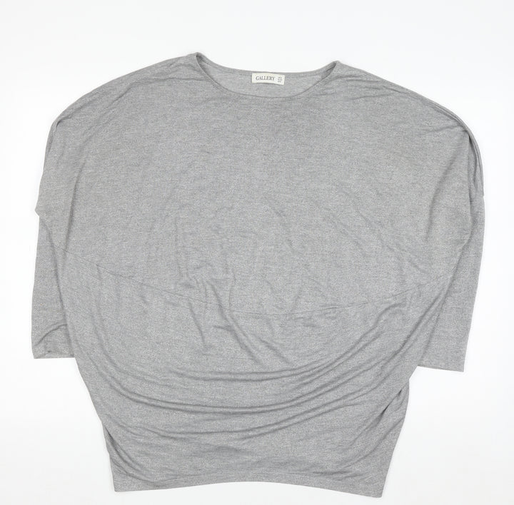Gallery Women's Grey 3/4 Sleeve Relaxed Fit Jersey Top M